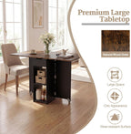GOFLAME Drop Leaf Dining Table for 2-4, Folding Kitchen Table with Open Shelves & Drawer, Lockable Wheels, Space Saving Extendable Table for Dining Room, Living Room, Small Space, Rustic Brown & Black