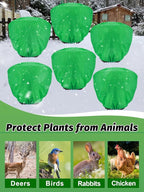 ANPHSIN 6 Pcs 39.3in x 39.3in Plant Covers Freeze Protection - Winter Shrub Plant Protection Bags, Frost Blankets Cloths with Drawstring for Outdoor Garden Potted Plants, Green