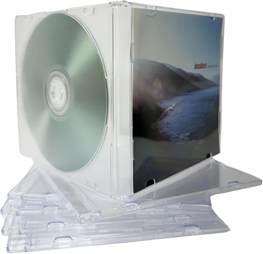 mediaxpo Premium Slim Clear Jewel Cases - Protect and Showcase Your CDs - Slim CD Case for Space-Saving Storage (Pack of 100)