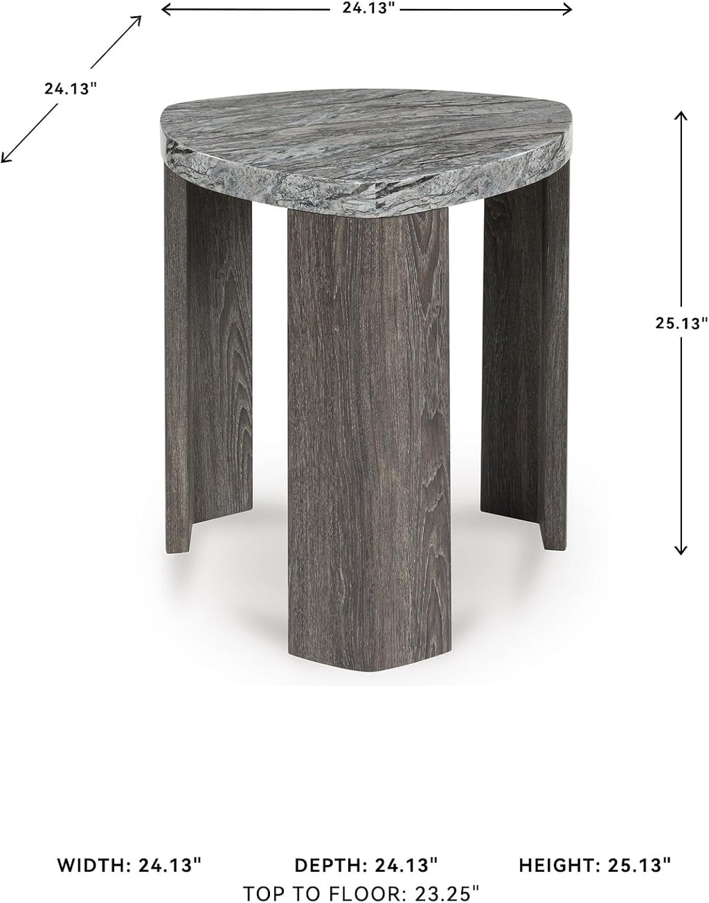 Signature Design by Ashley Surmour Contemporary End Table with Faux Marble Top, Gray & Light Brown