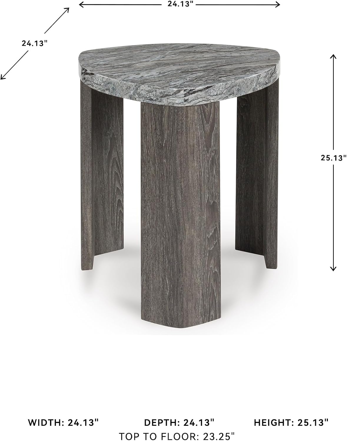 Signature Design by Ashley Surmour Contemporary End Table with Faux Marble Top, Gray & Light Brown