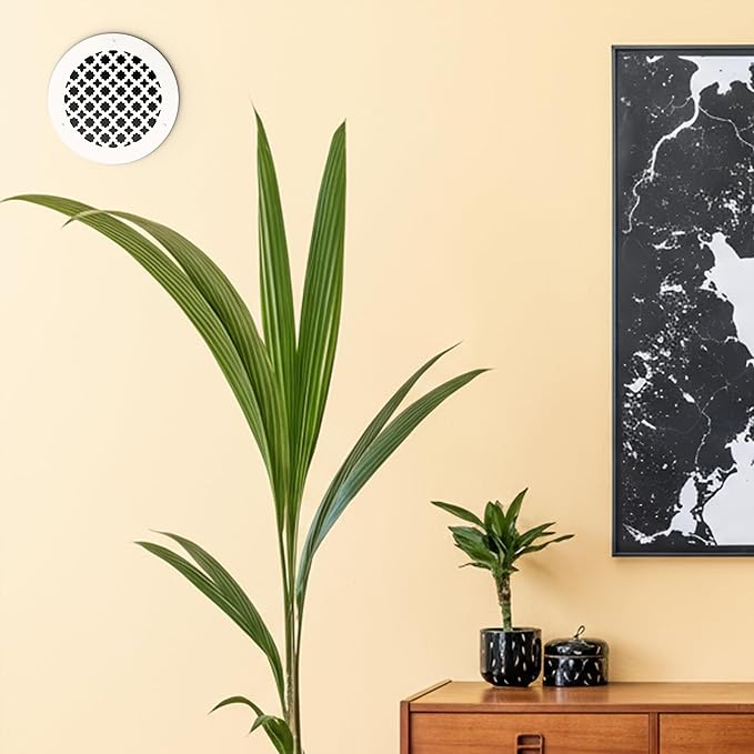 SABA Home Decor Air Vent Cover Grille - Acrylic Plexiglass 6'' Round Duct Opening (7.5'' Overall) White Finish Decorative Registers for Walls and Ceilings NOT Floor USE, Venetian (1, Screws)