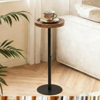 YYW Drink Table, 7.87" Round Side Table, Small Pedestal Side Table, Circle End Table with Metal Base, Martini Tables for Small Spaces, Living Room, Bedroom (Walnut Brown)
