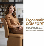 Hyfirm Modern Upholstered Dining Chairs Set of 4, Faux Leather Accent Side Dining Chairs Armless Kitchen Chairs with Curved Back Parsons Chairs for Kitchen Dining Room Living Room, Brown