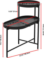 2-Tier Side Table, Metal & Wood Construction with Storage Shelf - Modern End Table for Living Room, Bedroom & Entryway,Black