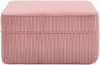 Corduroy Ottoman 30.3 Inch - No Assembly Needed Foot Rest Stool, Plush Sag-Free Cloud Ottoman for Living/Bedroom (Pink)