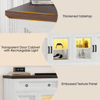 63'' Sideboard Buffet Cabinet with Storage, Modern Credenza with Outlets & LED Light, 2 Drawers, 4 Doors, Adjustable Shelves, Coffee Bar Cabinet for Kitchen Living Room, Antique White