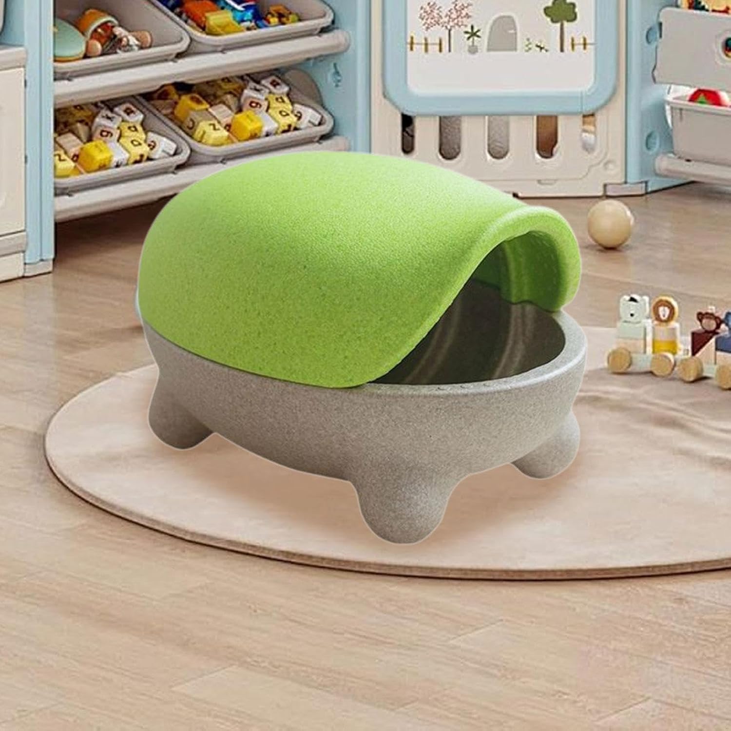 Turtle Storage Stool, Cute, Multipurpose Storage Ottoman Girls Gifts, Green