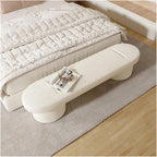 Modern Lamb's Wool Upholstered Bedroom Benches, Modern Tufted Ottoman Stool for Doorway, Living Room, Lock Entryway(White,120 * 40 * 45cm)
