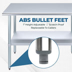 14" x 36" Stainless Steel Prep Table – NSF Certified Heavy Duty Work Table for Home & Commercial Use – Galvanized Undershelf & Legs