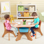 GLACER Toddler Table and Chair Set - 3 Pieces Children Activity Table w/4 Storage Bins, Kids Play Table, Kids Table and Chairs for Reading, Drawing, Playroom, Snack Time