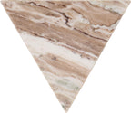 SAFAVIEH Couture Collection - Leah Bryanna White & Brown Marble Accent Table, Triangle Top Drink Table, Sculptural Pedestal Design (SFV9751B)
