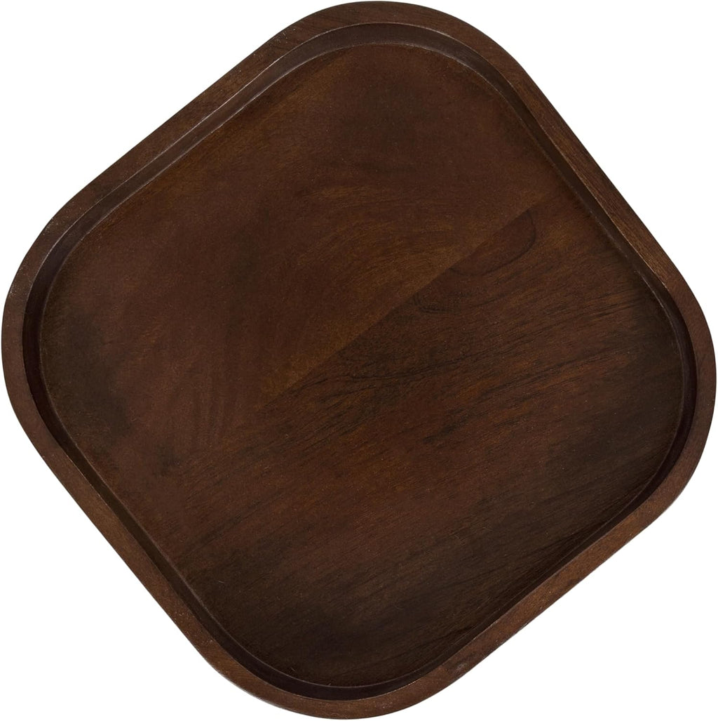 Kate and Laurel Woodrow Modern Mango Wood Square Drink Table, 10 x 10 x 24, Dark Brown, Transitional Rounded Square Mini Table for Use as Indoor Plant Stand or Wooden Living Room Accent