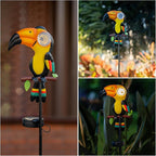 Metal Yard Decor Toucan Statue Decorative Solar Lights Outdoor Garden Whimsical Decor for Patio Lawn Jungle Balcony