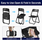 10 Pack Black Plastic Folding Chairs, Lightweight Foldable Chair with 350lbs Capacity, Portable Seat with Sturdy Steel Frame for Indoor & Outdoor Use