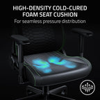 Razer Iskur V2 X NewGen Ergonomic Gaming Chair, Black/Green | Gen-2 EPU Leather with CoolTouch, Lumbar Support, Ultra-Wide Base, Foam Cushions, Adjustable 152 Degree Recline, 2D Armrests