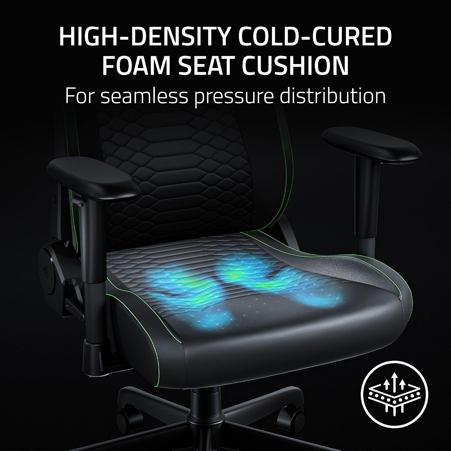 Razer Iskur V2 X NewGen Ergonomic Gaming Chair, Black/Green | Gen-2 EPU Leather with CoolTouch, Lumbar Support, Ultra-Wide Base, Foam Cushions, Adjustable 152 Degree Recline, 2D Armrests