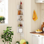 GIANTEX Corner Shelf Wall Mounted Set of 2, 5-Tier Floating Corner Bookshelf, Home Storage Organizer, Wooden Display Stand Rack for Wall, Plant Shelf for Living Room, Bedroom, Kitchen, White