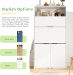 Farmhouse Kitchen Pantry Cabinet with Foldable Workstation, Kitchen Storage Cabinets with Adjustable Shelf & Power Outlet, Versatile Cupboard for Dining Room, Living Room,White