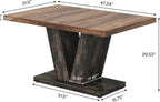 Tribesigns 47-Inch Dining Table for 4, Black Kitchen Dinner Table with Heavy Duty Pedestal, Farmhouse Wooden Eating Table for Home, Dining Room, Small Space, Black & Brown