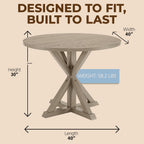 ROME + OAK Spier Modern Dining Table, 40-Inch Round Tabletop with Sturdy Pedestal Base, Rustic Beige - Retro Style Furniture Piece for Homes