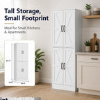 Kitchen Pantry Storage Cabinet, 68" Tall White Food Pantry Cabinet with Doors and Adjustable Shelves, Freestanding Farmhouse Storage Cabinet for Kitchen, Dining Room, Bathroom, Laundry Room (White)