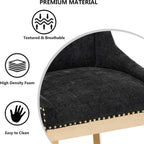 Luxury Fabirc Upholstered Dining Chairs Set of 2,Neutral Chenille Kitchen Room Chair with Nailhead Trim,Modern Padded Side Chairs for Dining Room,Living Room,Bar (Black-Gold, Set of 2)