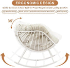 Oversized Outdoor Rocking Chair, Patio Papasan Egg Chair, Rocker Reading Lounge with Thick Cushion, Comfy Indoor Rocker Chair for Bedroom, Living Room, Porch, Poolside