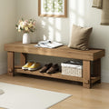 HOKYHOKY 51.2" Long Solid Wood Bench Farmhouse Entryway Bench, End of Bed Storage Benches Narrow Seat Accent Benches for Indoor, Entryway, Dining Room, Living Room, Bedroom and Hallway, Natural