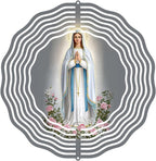 Virgin Mary Prayer Wind Spinner, Metal Wind Spinners Outdoor Indoor, Virgin Mary Cross Hanging Garden Decor for Outside, Stainless Wind Spinners for Yard and Garden 10 inch 3D (25.76X25 CM)