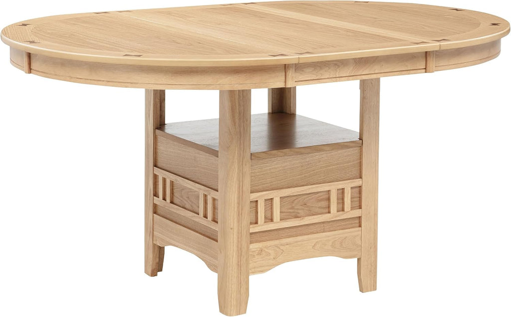 Coaster Home Furnishings - LAVON - Wood - Oval Extendable Dining Table with 18-Inch Extension Leaf, Storage Shelf & Closed Storage - Kitchen & Dining Room - 60-Inch - Light Oak - 106620