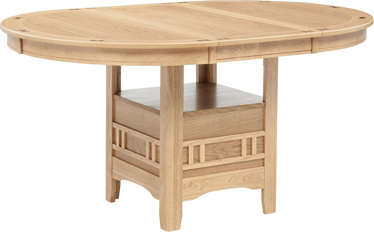 Coaster Home Furnishings - LAVON - Wood - Oval Extendable Dining Table with 18-Inch Extension Leaf, Storage Shelf & Closed Storage - Kitchen & Dining Room - 60-Inch - Light Oak - 106620