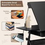 ZENY Adjustable Drafting Table with Stool Tilting Drawing Desk Artist Table | with Outlet, Storage Drawers, Art Craft Workstation for Home Office Reading, Writing, Crafting, Black