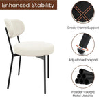 KROFEM Set of 4 Boucle Fabric Dining Chairs,White | Mid Century Modern Design,Polished Chrome Frame,Upholstered Seat