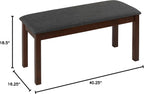 Cortesi Home Rosco Dining Bench in Charcoal Fabric, Walnut Finish 40"