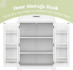 72 Inch Storage Cabinet, Tall Kitchen Pantry Cabinet with Slide Rails Drawer and Adjustable Shelf, Linen Storage Cabinet with Doors and Functional Storage Rack, for Bathroom or Kitchen, White