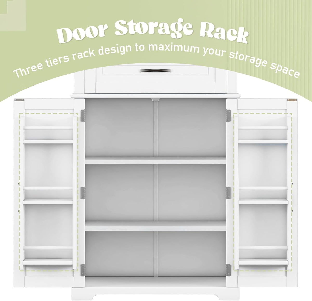 72 Inch Storage Cabinet, Tall Kitchen Pantry Cabinet with Slide Rails Drawer and Adjustable Shelf, Linen Storage Cabinet with Doors and Functional Storage Rack, for Bathroom or Kitchen, White