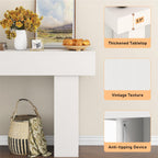 63 Inch Long Console Table for Entryway, Farmhouse Wood Rectangular Sofa Table Behind Couch Table, Narrow Entryway Table for Living Room, Entrance, Hallway, Foyer, Easy Assembly (Classic White)
