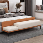 Modern Bed End Stool Modern Bedside Bench Bedroom Entrance Shoe Long Sofa Entryway(Brown)