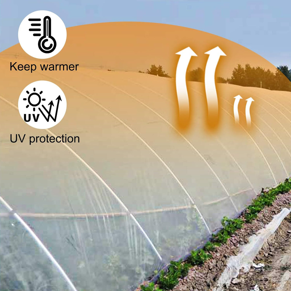VEVOR Greenhouse Plastic Sheeting 15 x 40 ft, 6 Mil Thickness UV Resistant Clear Polyethylene Film, Hoop Green House Cover for Farms, Agriculture, Garden