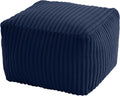 MeMoreCool Square Pouf Ottoman Foot Rest, 15 Inch Faux Fur Pouf, Navy | Fluffy faux fur square floor pouf, foam filled footrest footstool for living room couch or dorm