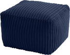 MeMoreCool Square Pouf Ottoman Foot Rest, 15 Inch Faux Fur Pouf, Navy | Fluffy faux fur square floor pouf, foam filled footrest footstool for living room couch or dorm