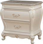 Pearl White 2-Drawer Nightstand with Legs,for Small Spaces