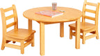 ECR4Kids 30in D Round Hardwood Table with 16in Legs and Two 8in Chairs, Kids Furniture, Honey | Durable rubberwood, GREENGUARD Gold Certified, ANSI/BIFMA Compliant, 2-3 years, 74 lb seat capacity, classroom & home use