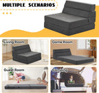 jela Foldable Sofa Bed Large Soft Foam Convertible Sleeper Chair Luxury Miss Fabric Fold Out Chair Bed Floor Couch with Back Support Floor Sofa for Living Room Bedroom (83"x33",Dark Gray)