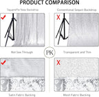 SquarePie Sequin Backdrop Curtain Not See Through Thick Glitter Background for Party 8FT x 10FT Silver