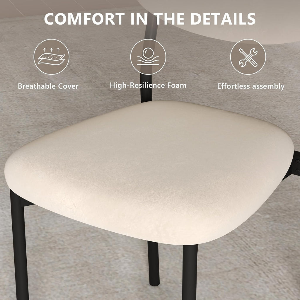 Einhomn Upholstered Dining Chairs Set, Modern Stackable Dining Room Chairs with Soft Velvet Backrest, Kitchen Chairs with Sturdy Metal Legs for Living Room, Restaurant, Set of 2,Cream Beige