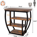 4-Tier End Table with Storage, Narrow Side Table for Living Room, Wood Sofa Side Table with Metal Frame, Industrial Bedside Table and Nightstand for Bedroom, Rustic Brown