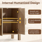 ECOTOUGE Natural 4-Door Fluted Buffet Cabinet with Storage