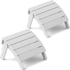 YEFU Adirondack Ottoman Set of 2, Patio Foot Rest, Adirondack Foot Rest, Folding Adirondack Footstool, Weather Resistant for Adirondack Chair, Widely Used for Outdoor, Porch, Backyard, Fire Pits-White